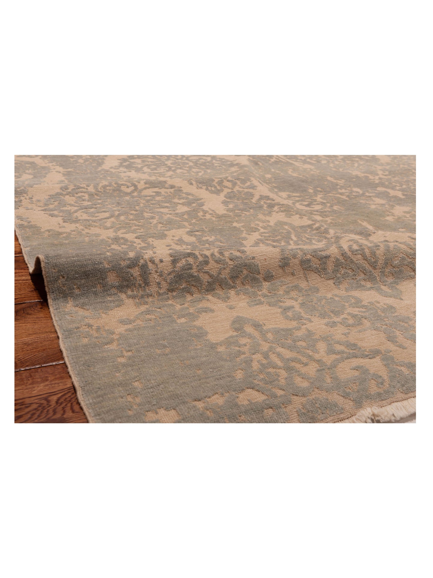 Pasha Defne Beony Ivory Ice Blue Transitional Hand Knotted Rug