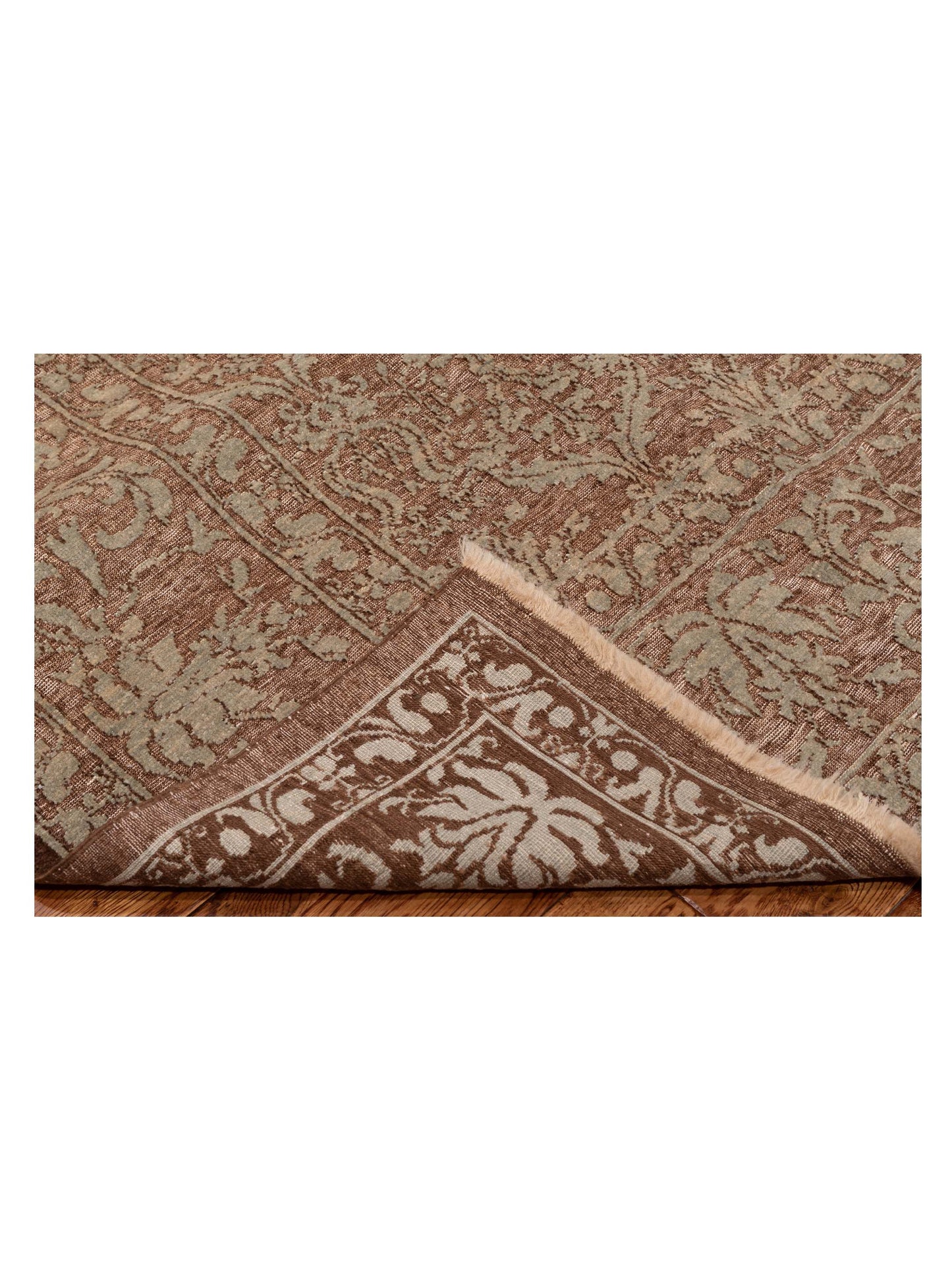 Pasha Defne Begonia Brown Silver Transitional Hand Knotted Rug