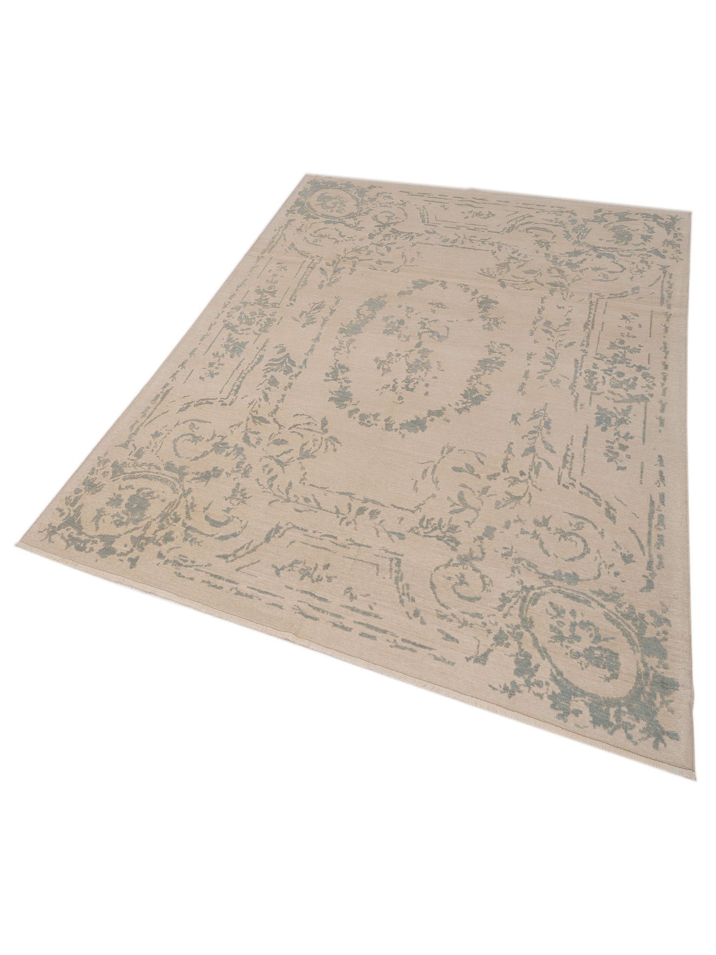 Pasha Defne Aster Ivory Blue Transitional Hand Knotted Rug