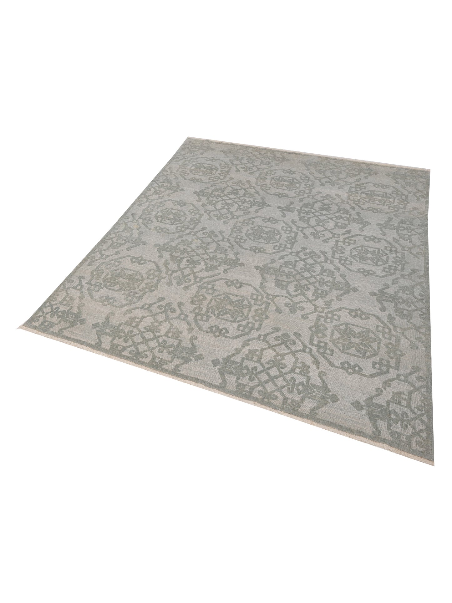 Pasha Defne Leaf Ice Blue Ice Blue Transitional Hand Knotted Rug