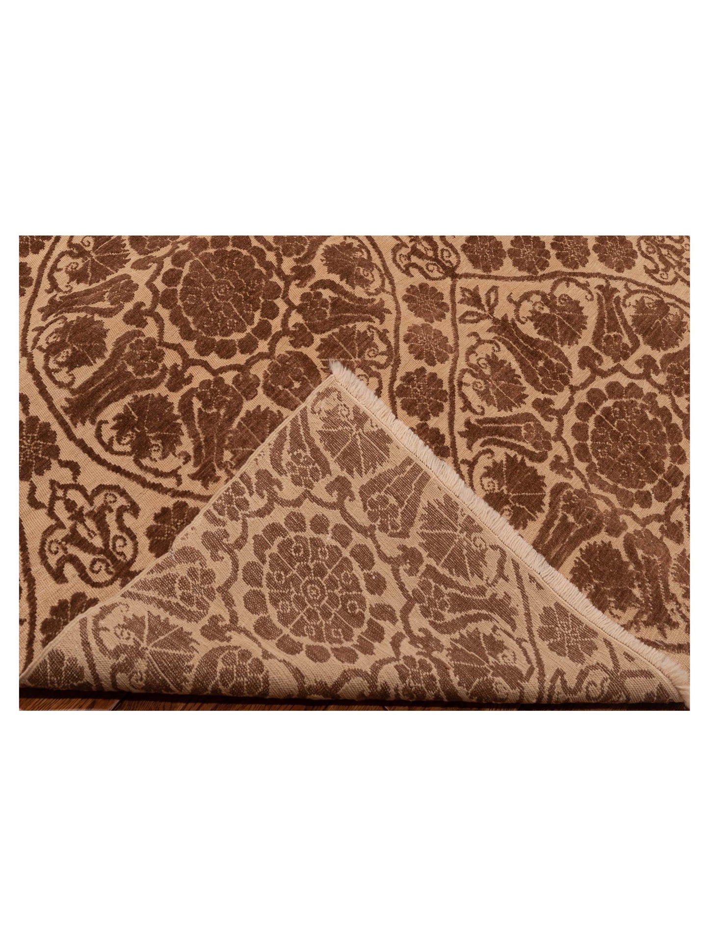 Pasha Defne Lotus Ivory Dark Brown Transitional Hand Knotted Rug