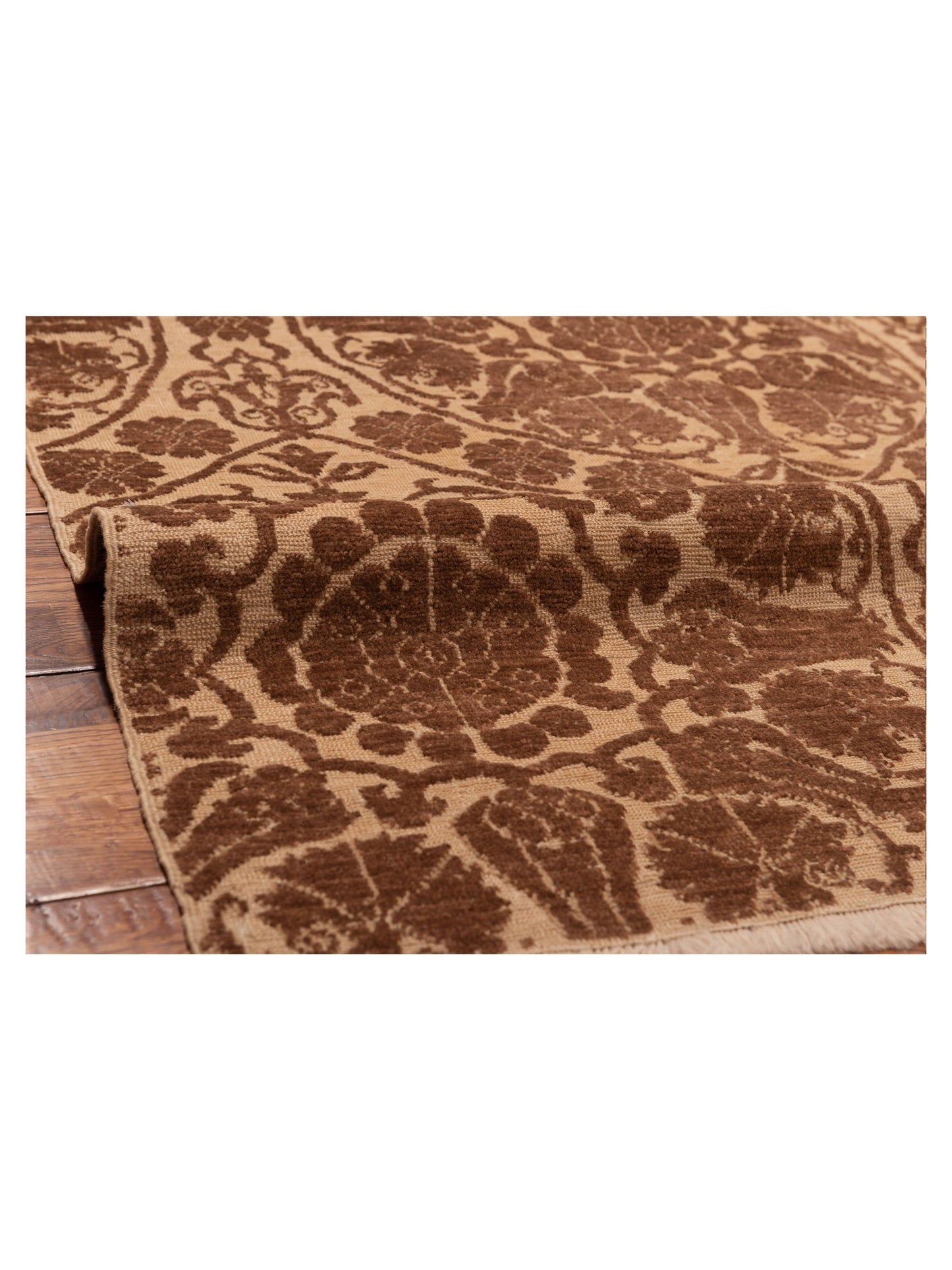 Pasha Defne Lotus Ivory Dark Brown Transitional Hand Knotted Rug