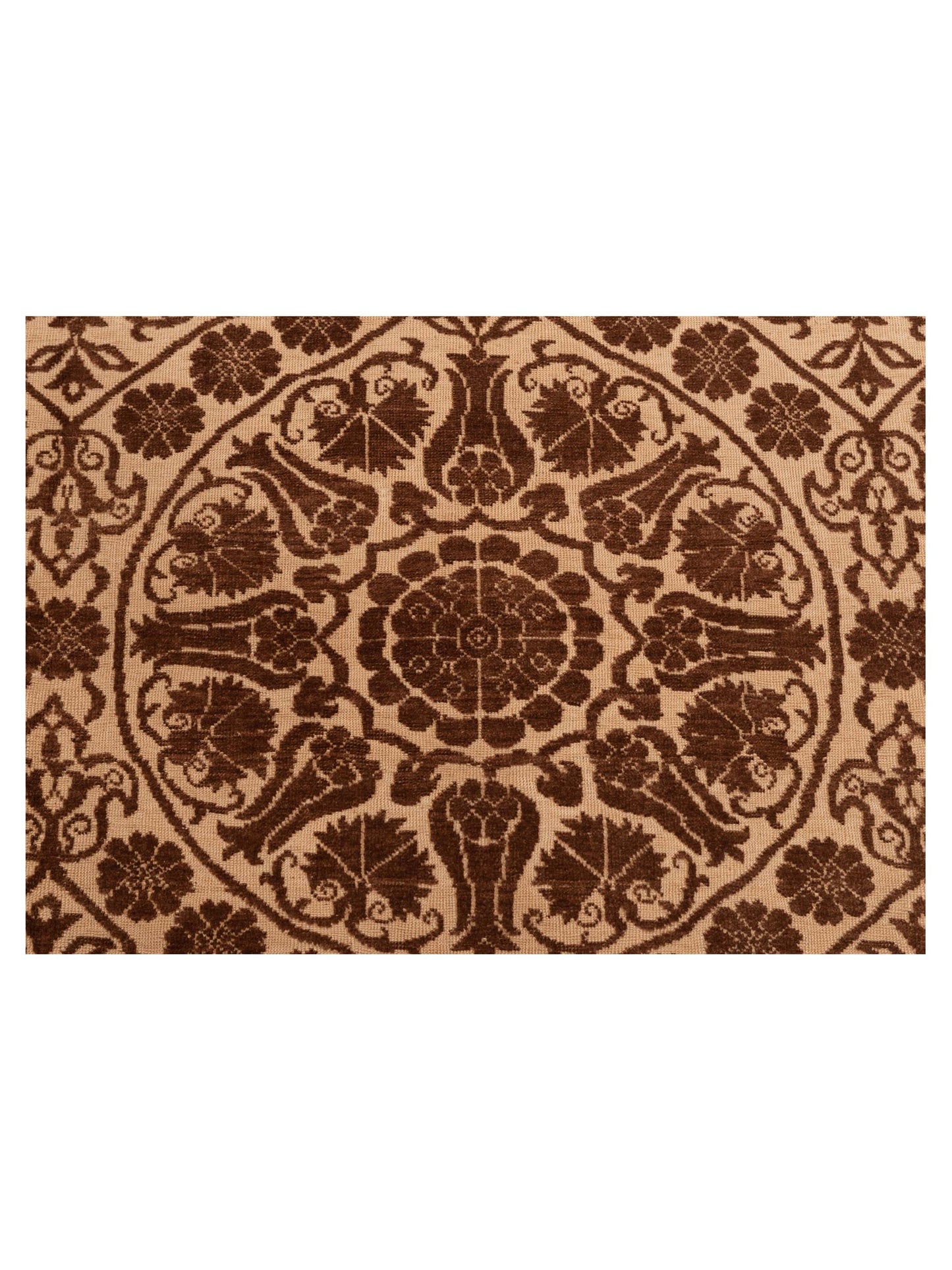 Pasha Defne Lotus Ivory Dark Brown Transitional Hand Knotted Rug