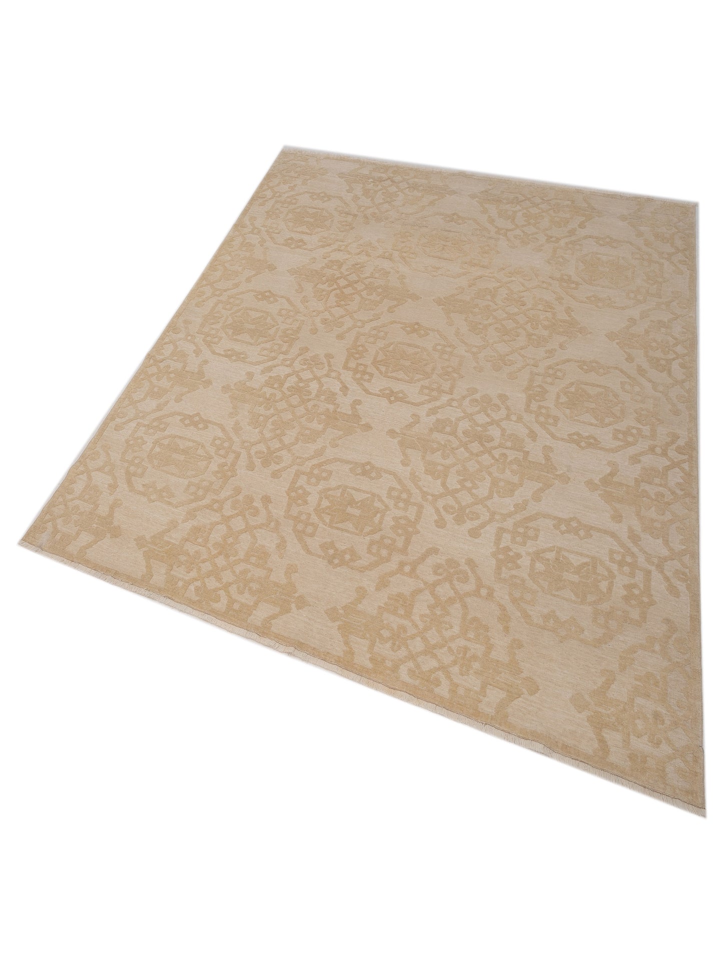 Pasha Defne Leaf Ivory Ivory Transitional Hand Knotted Rug