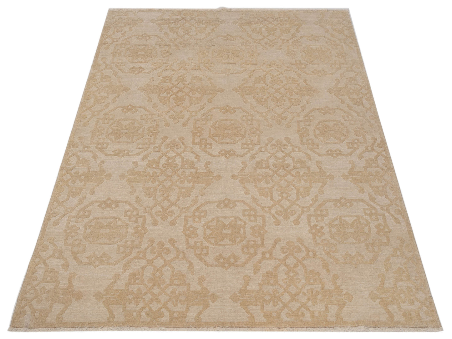 Pasha Defne Leaf Ivory Ivory Transitional Hand Knotted Rug