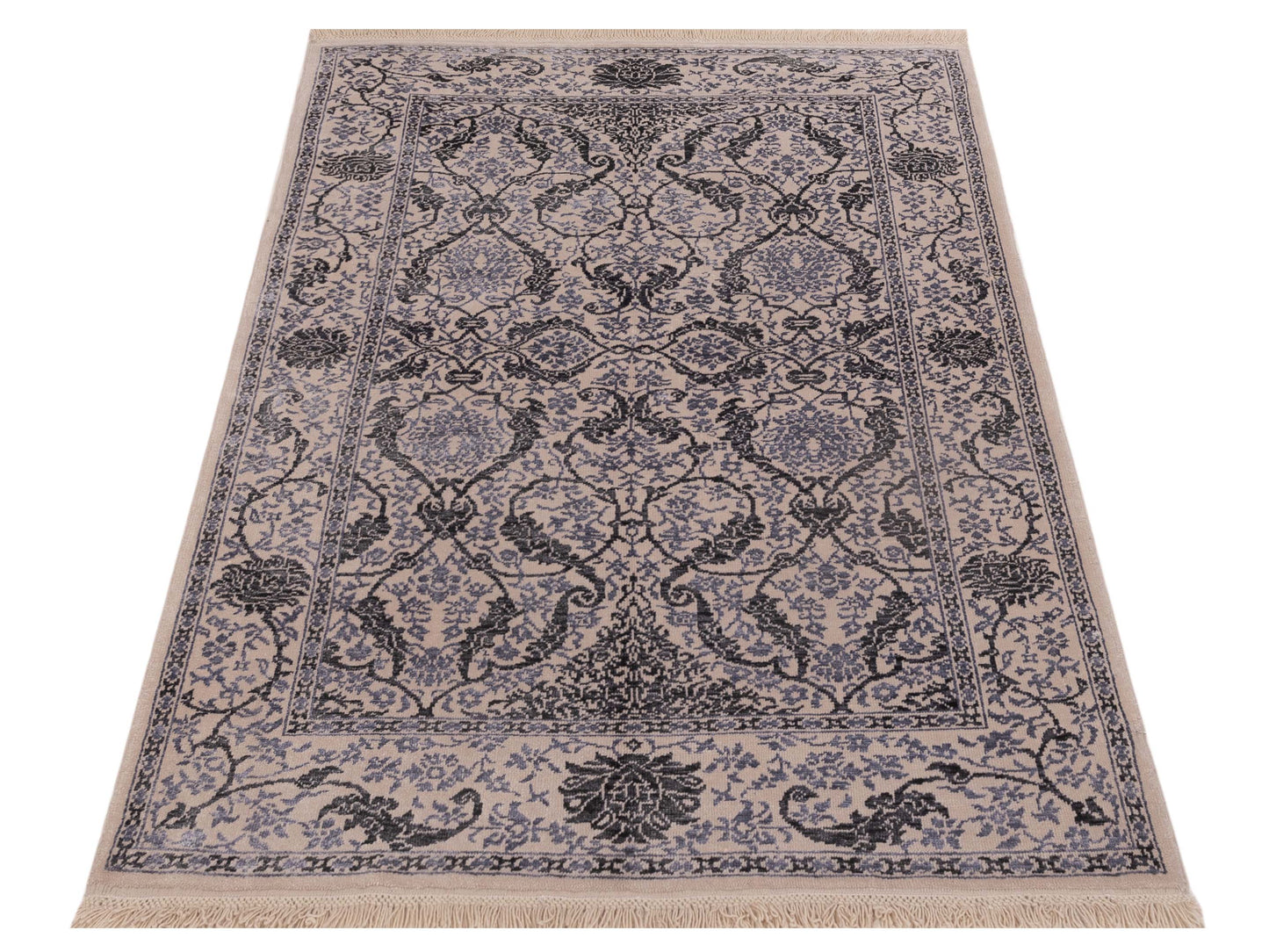 Pasha Defne Orchid Ivory Charcoal Transitional Hand Knotted Rug