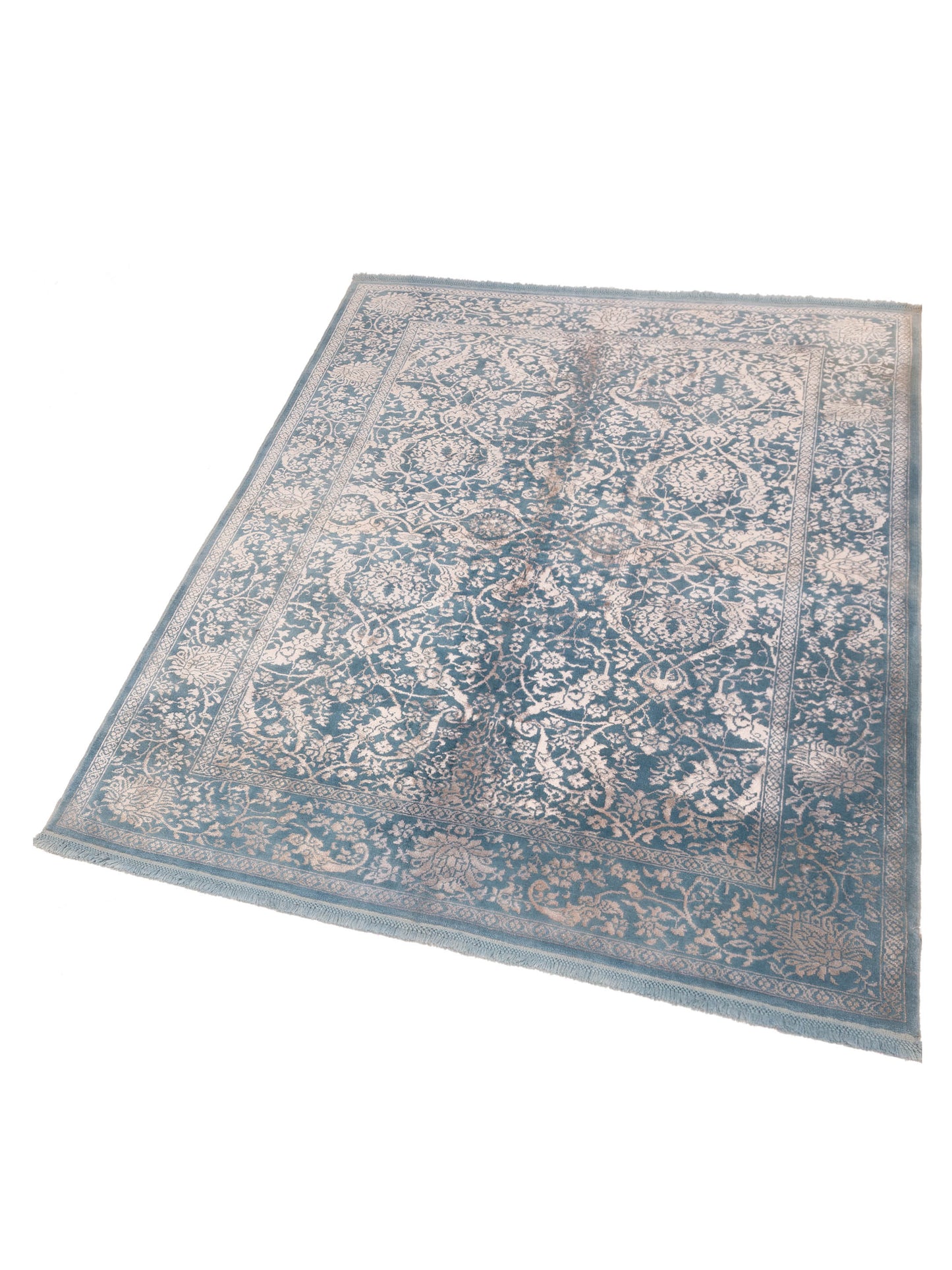 Pasha Defne Lotus Blue Ivory Transitional Hand Knotted Rug