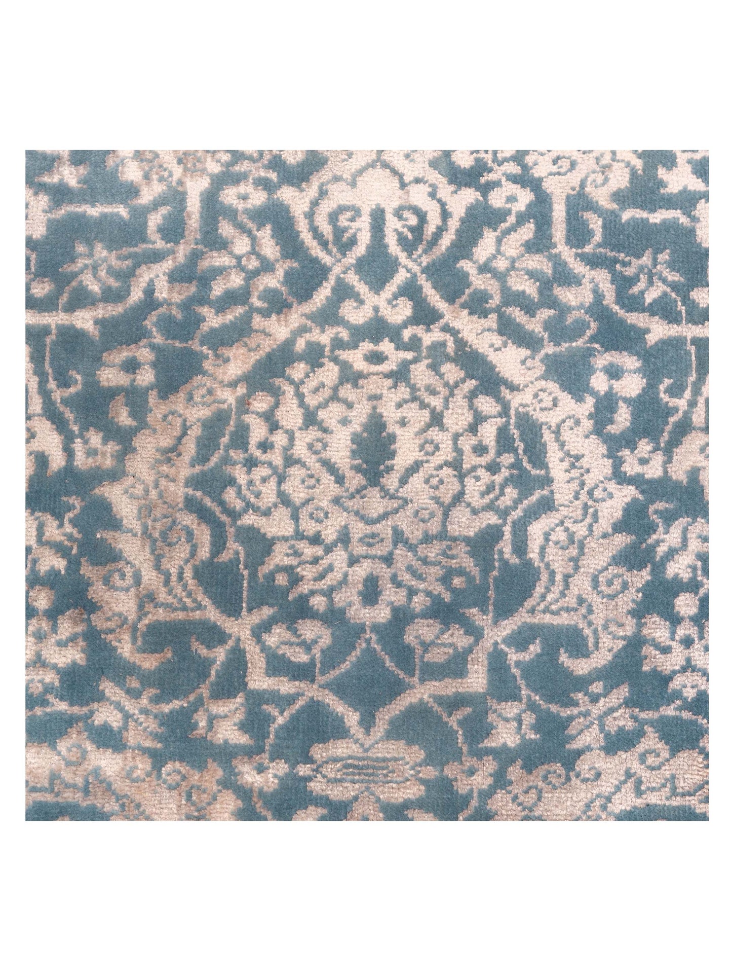 Pasha Defne Lotus Blue Ivory Transitional Hand Knotted Rug