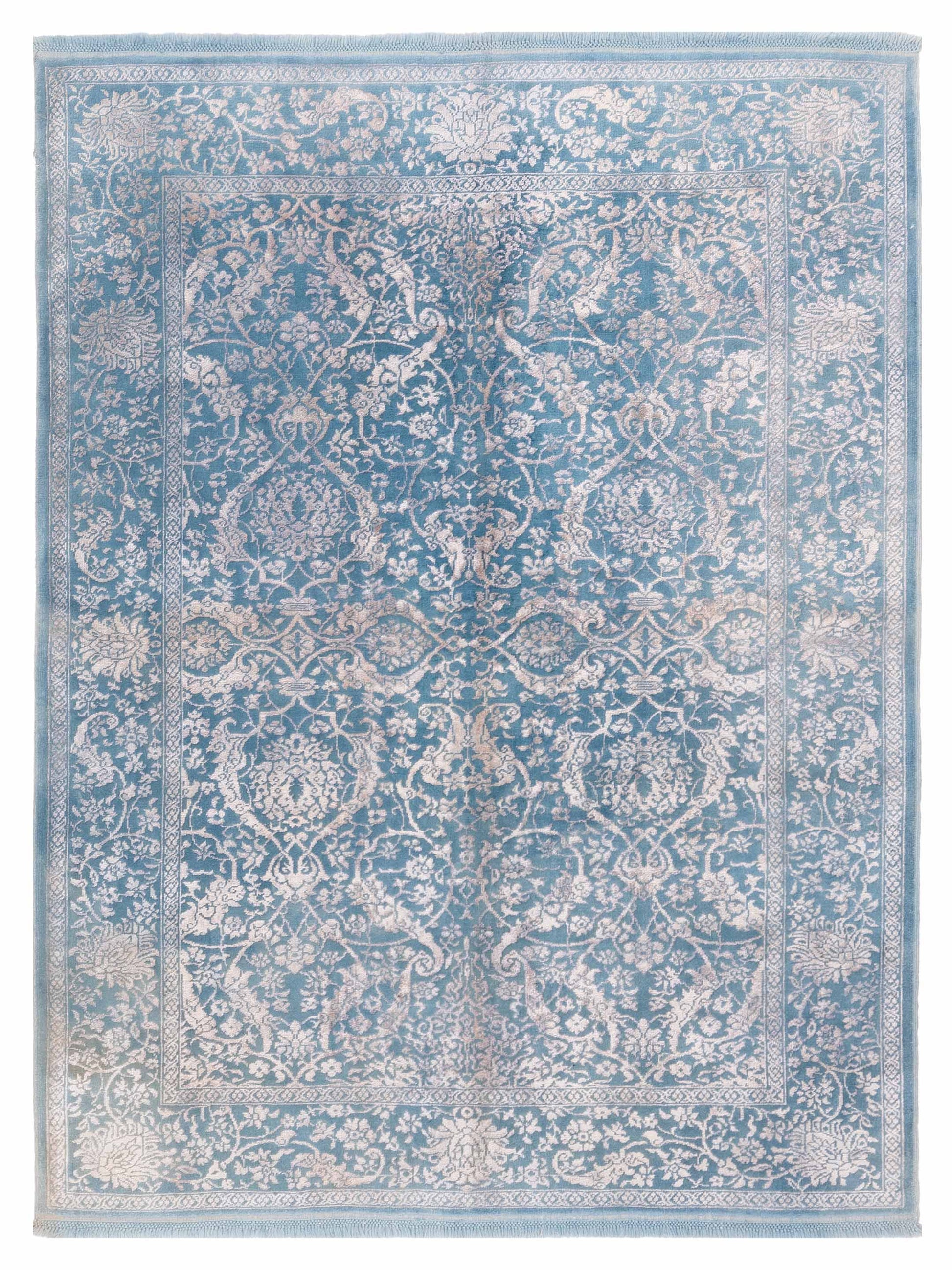 Pasha Defne Lotus Blue Transitional Hand Knotted Rug