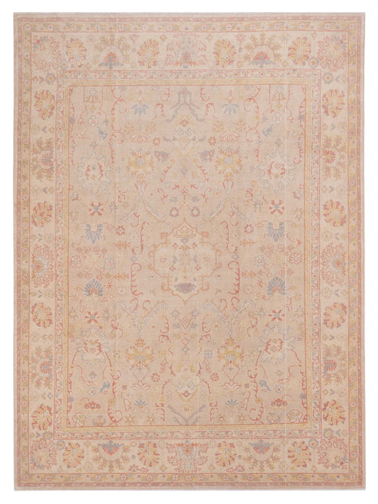 Authentic Angora Oushak Ceyan Beige Traditional Hand Knotted Rug