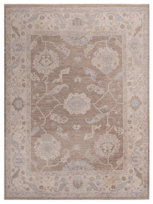 Authentic Angora Oushak Muge Light Brown Traditional Hand Knotted Rug