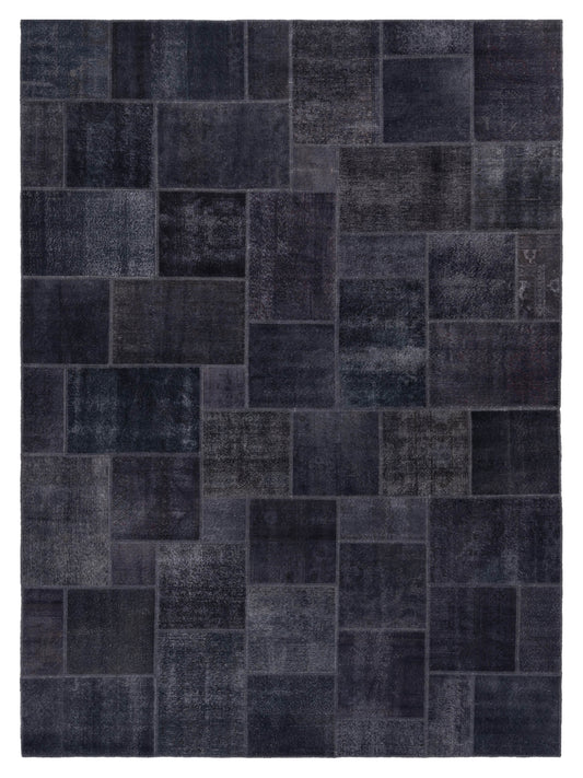 Pasha Turkish Vestige Patchwork 147809 Charcoal Contemporary Hand Knotted Rug