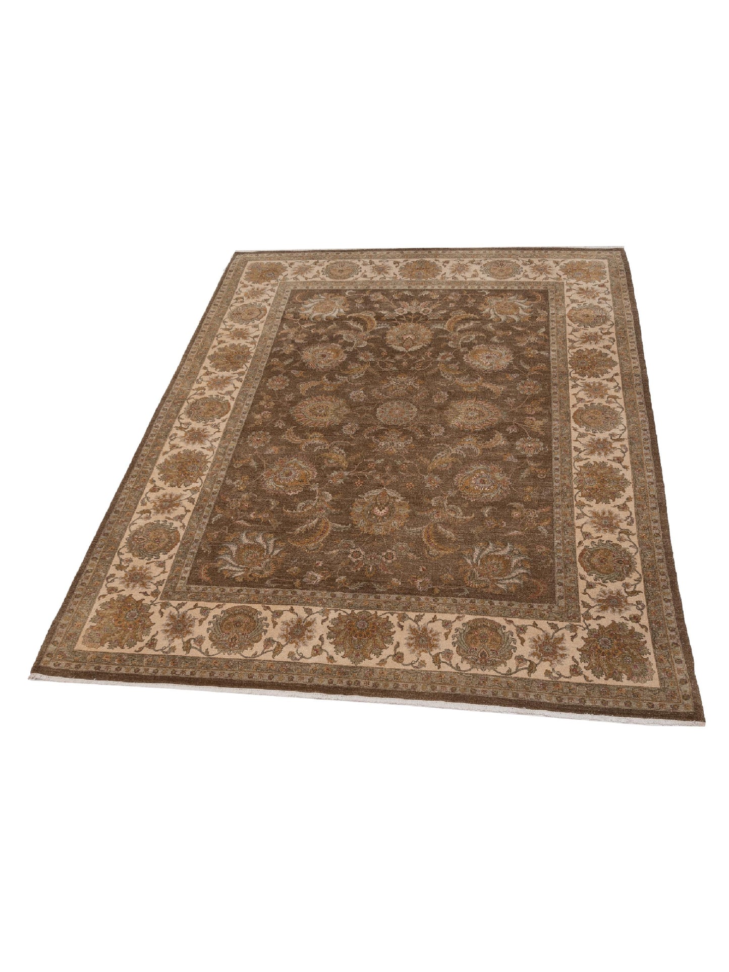 Rajpur Haji Jalili 147842 Brown Ivory Traditional Hand Knotted Rug