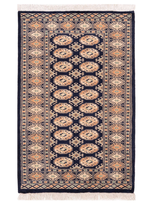 Nomad Bokhara 147879 Navy Traditional Hand Knotted Rug