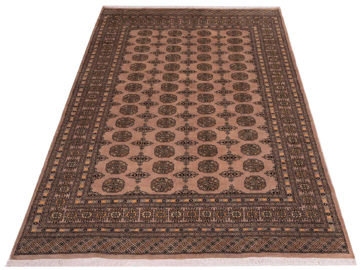 Nomad Bokhara 147918 Gold Gray Traditional Hand Knotted Rug