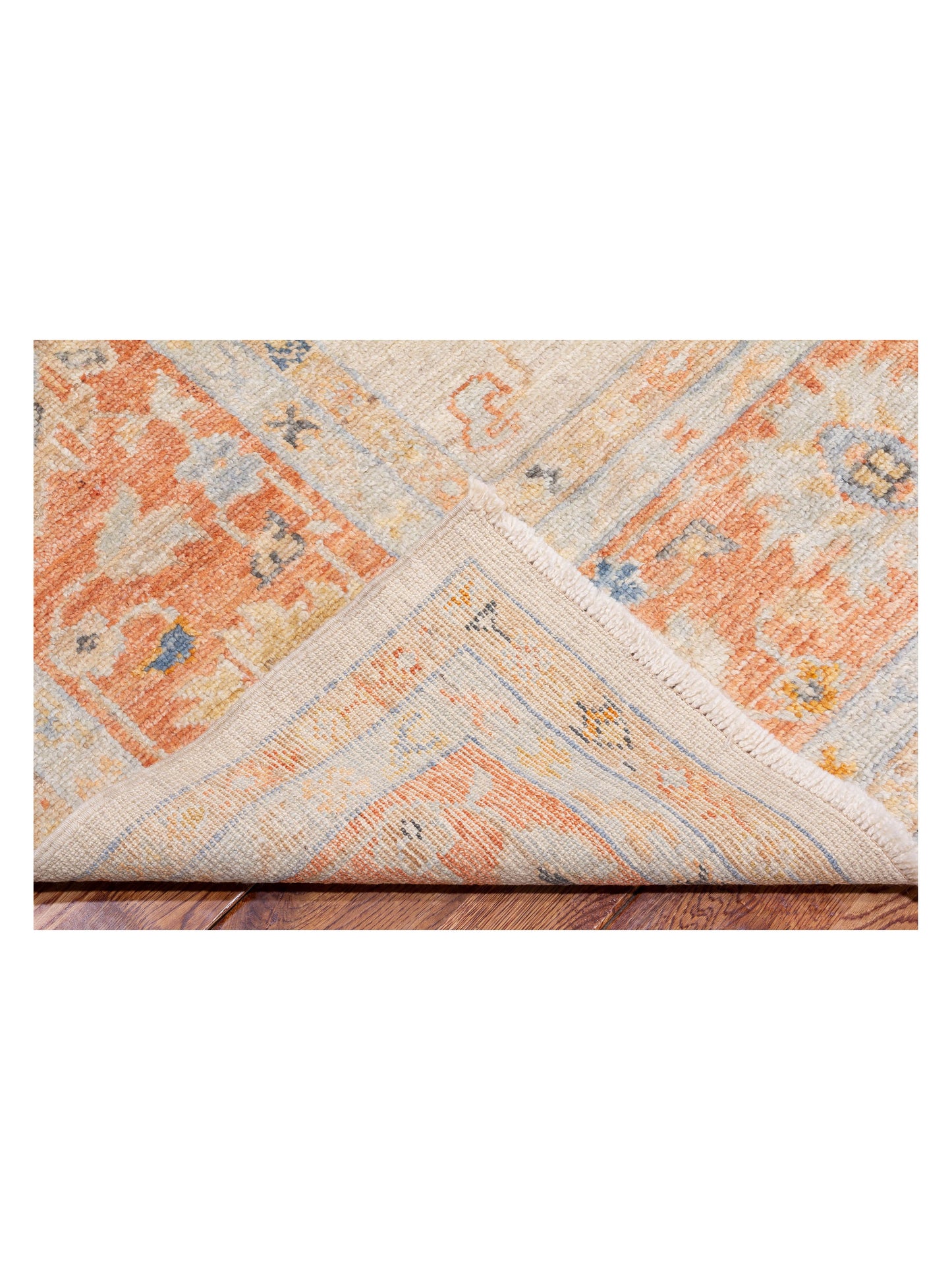 Authentic Angora Oushak Leyla Ivory Rust Traditional Hand Knotted Rug