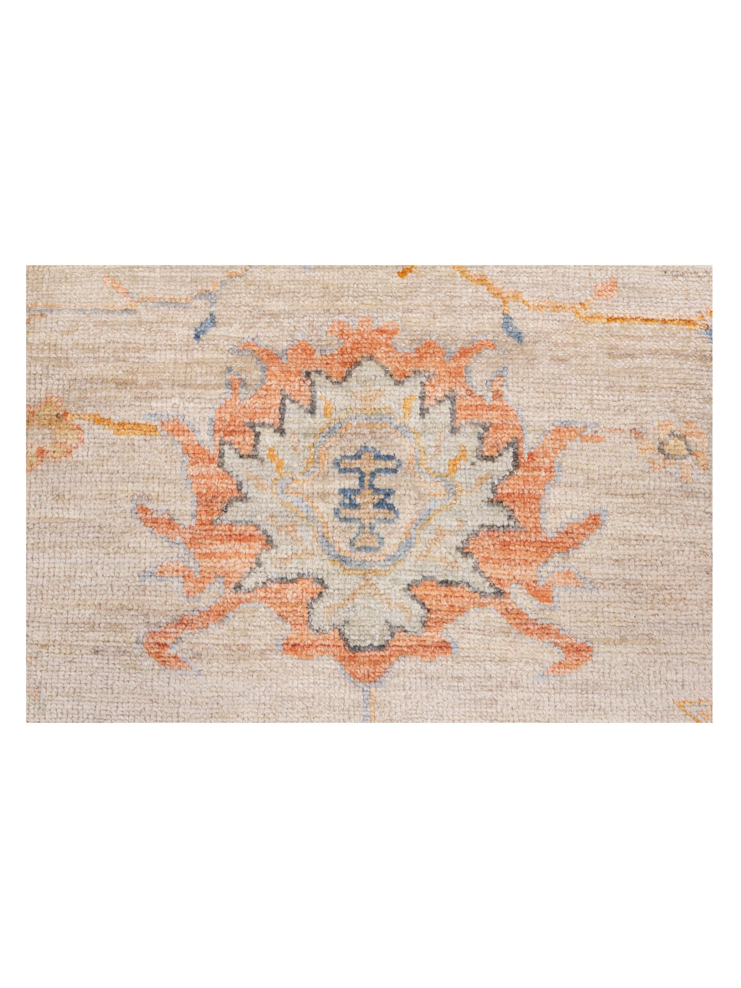 Authentic Angora Oushak Leyla Ivory Rust Traditional Hand Knotted Rug