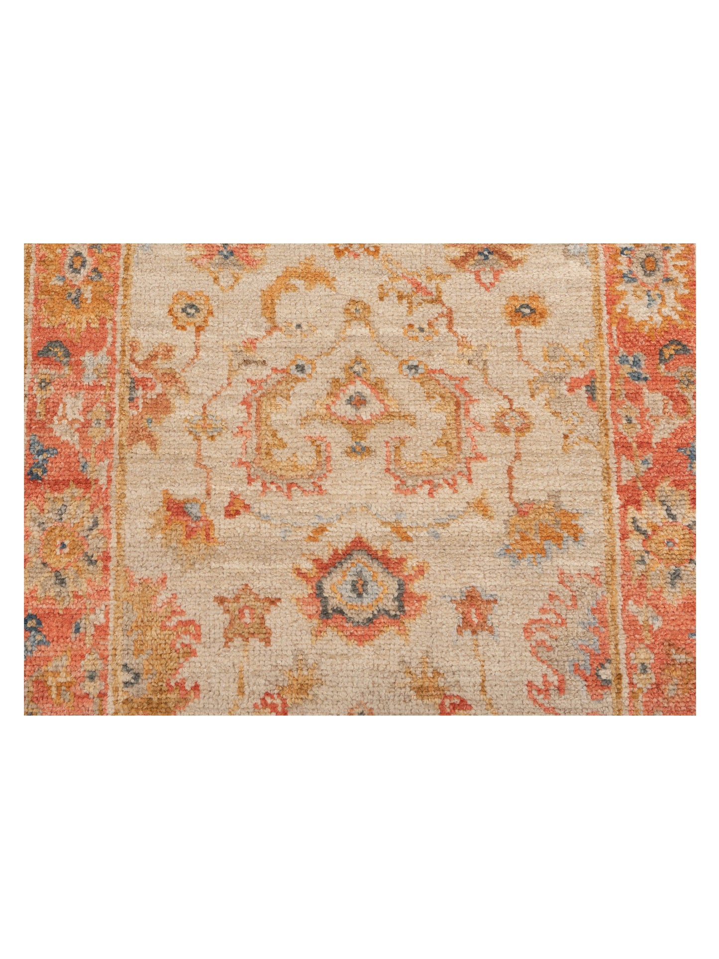 Authentic Angora Oushak Leyla Ivory Red Traditional Hand Knotted Rug