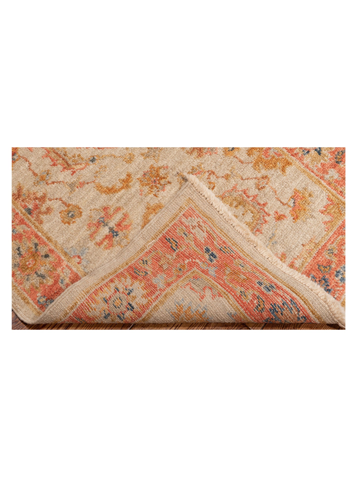 Authentic Angora Oushak Leyla Ivory Red Traditional Hand Knotted Rug