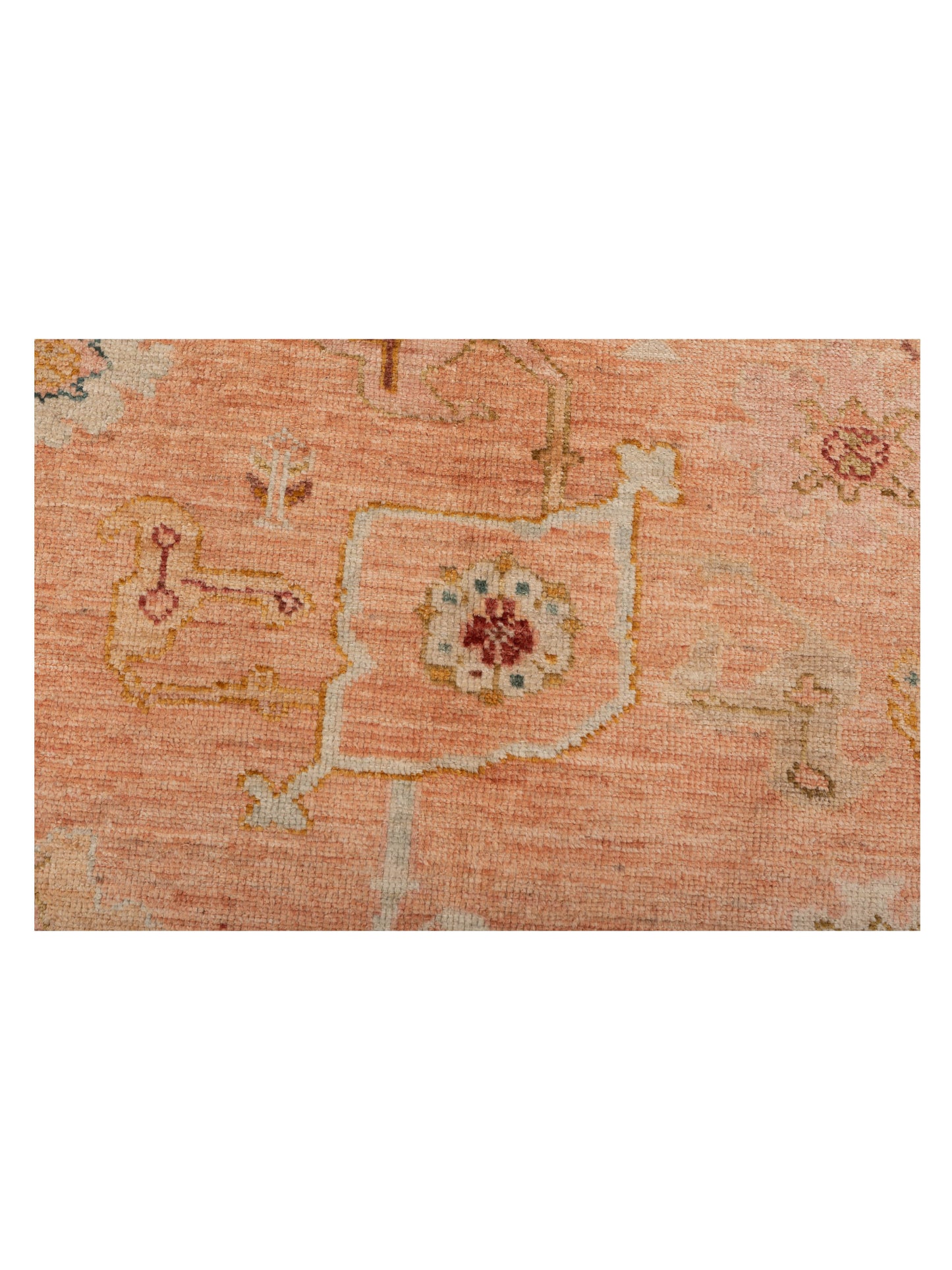 Authentic Angora Oushak Ahu Pink Ivory Traditional Hand Knotted Rug