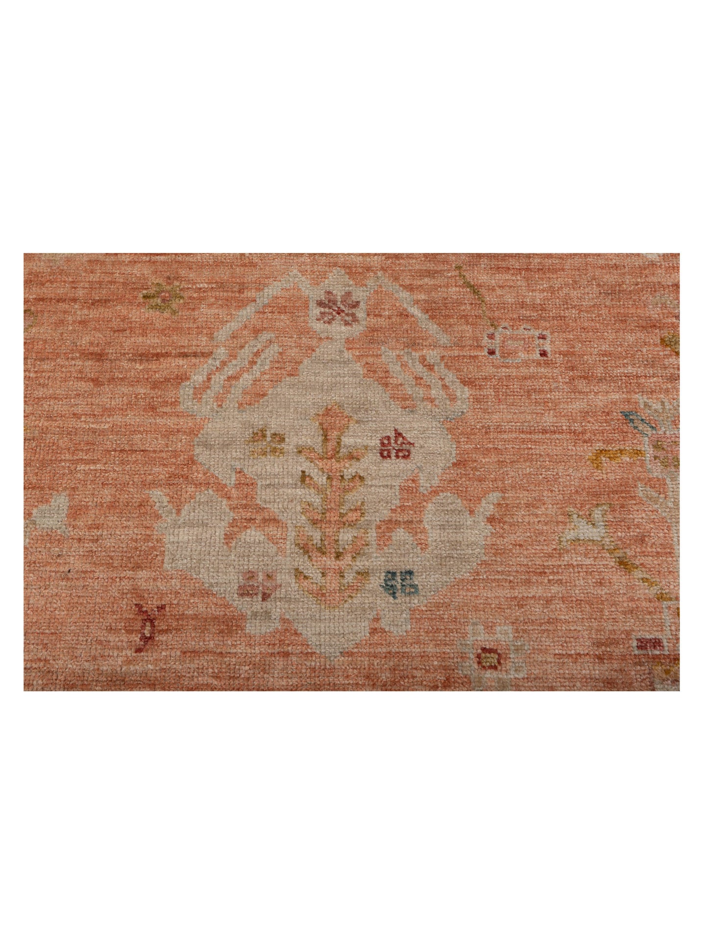 Authentic Angora Oushak Ahu Pink Ivory Traditional Hand Knotted Rug