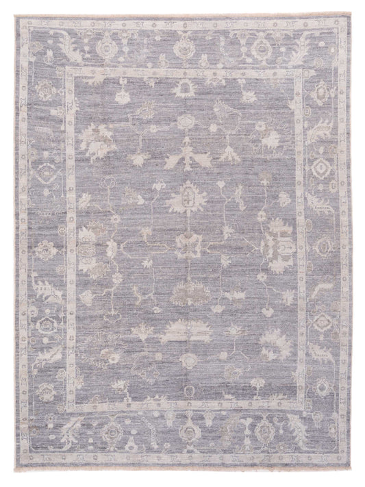 Authentic Angora Oushak Sezen Dark Gray Traditional Hand Knotted Rug