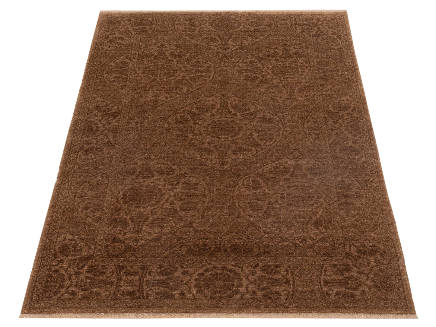 Pasha Defne Lotus Light Brown Brown Transitional Hand Knotted Rug