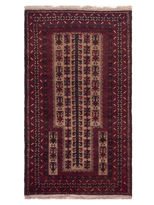 Nomad Afghan Belcik 148702 Beige Tribal Hand Knotted Rug