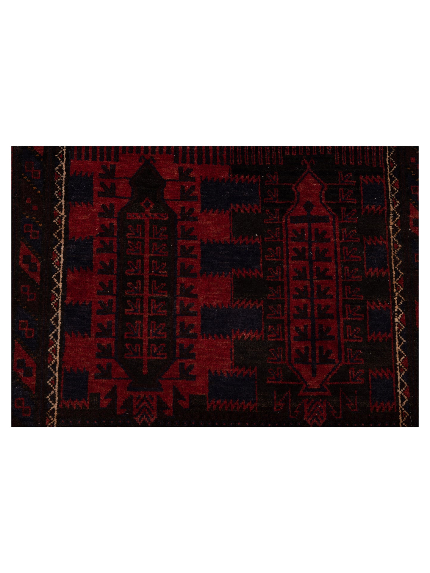 Nomad Afghan Belcik 148703 Red Brown Tribal Hand Knotted Rug