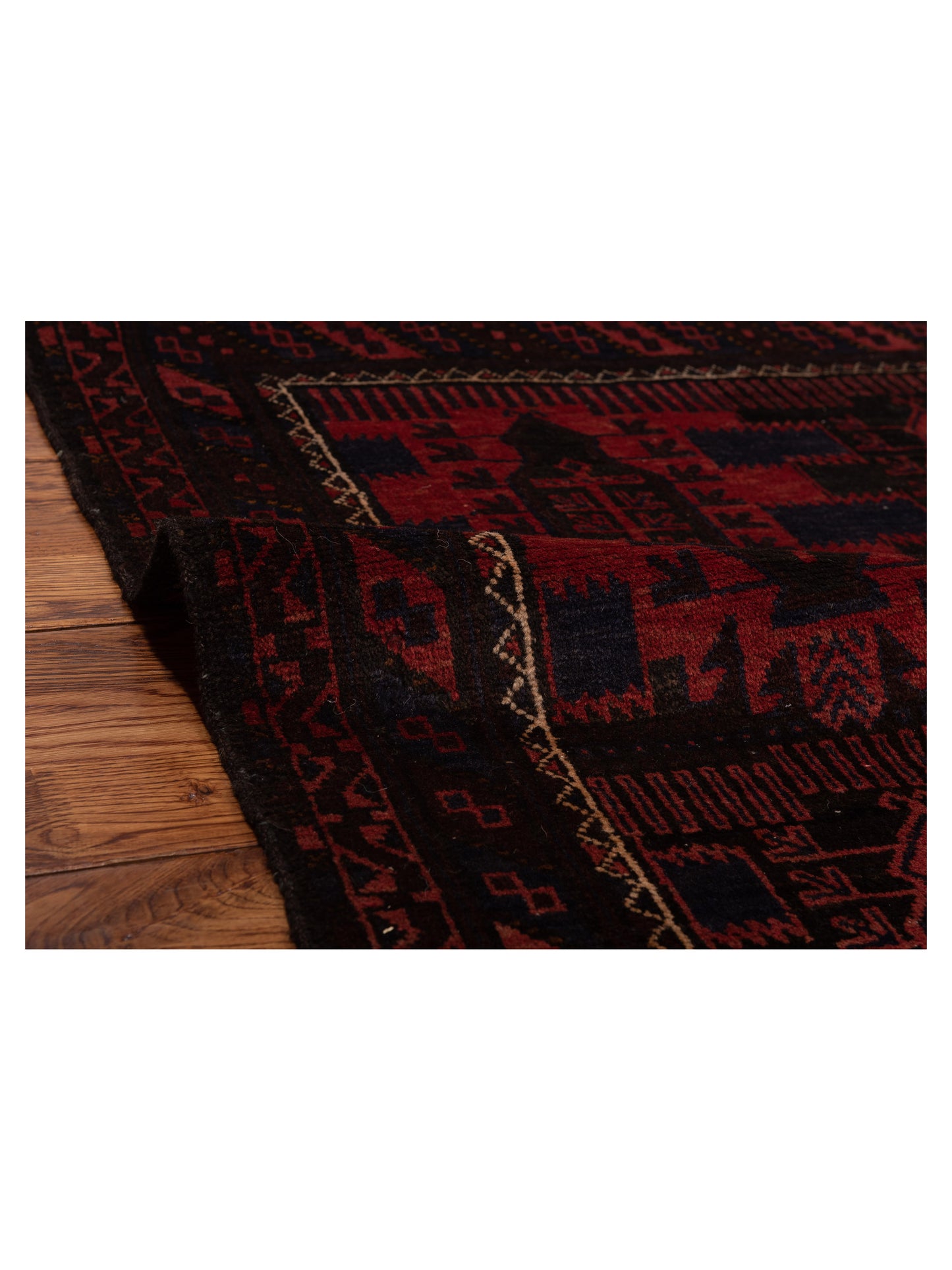 Nomad Afghan Belcik 148703 Red Brown Tribal Hand Knotted Rug