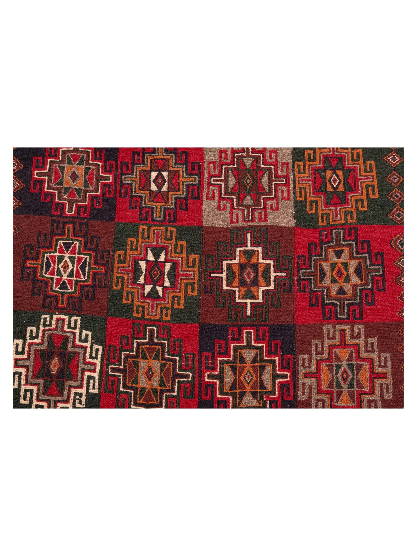 Nomad Afghan Soumak 148714 Red Green Tribal Hand Woven Rug