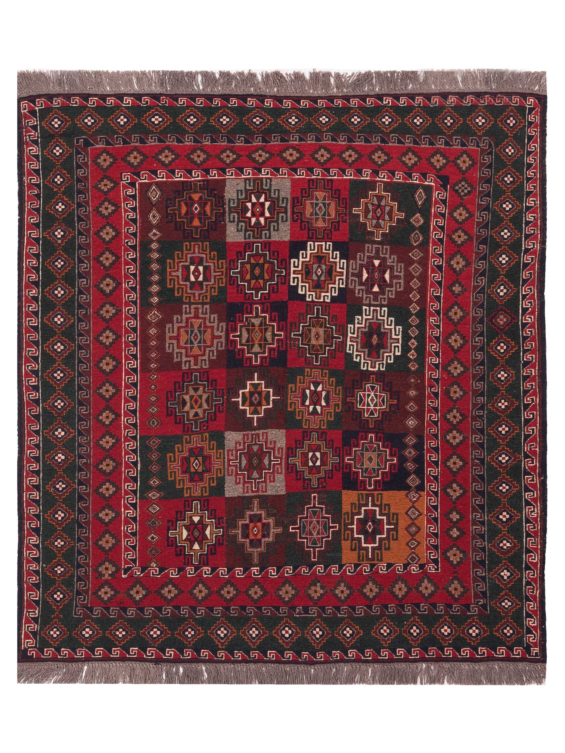 Nomad Afghan Soumak 148714 Red Tribal Hand Woven Rug