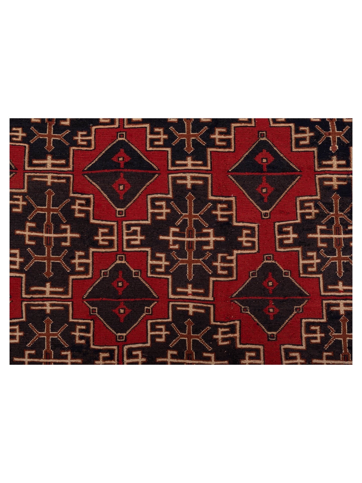 Nomad Afghan Soumak 148720 Red Ivory Tribal Hand Woven Rug