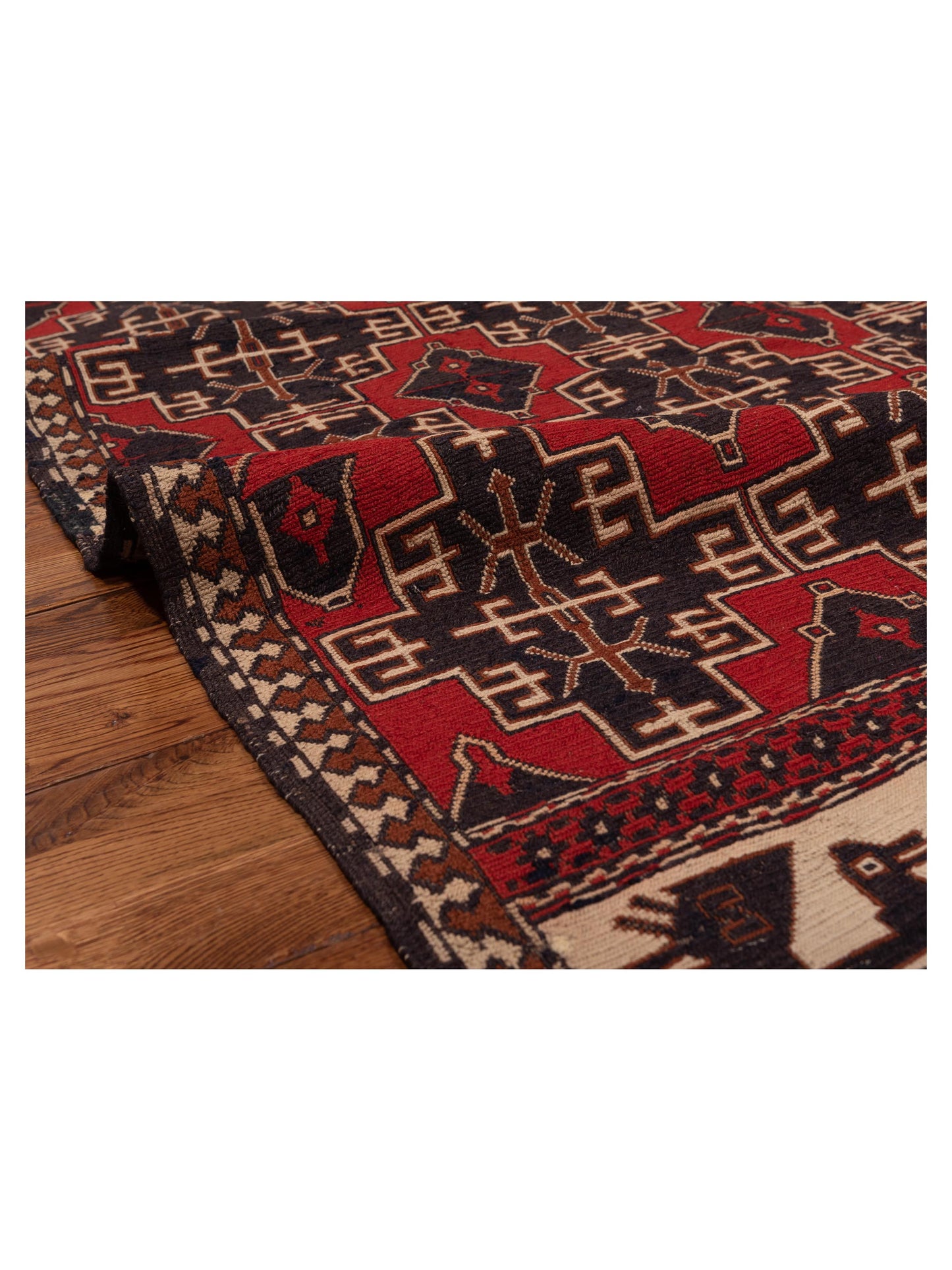 Nomad Afghan Soumak 148720 Red Ivory Tribal Hand Woven Rug