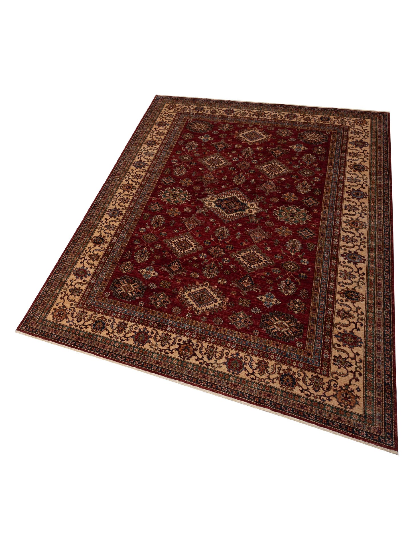 Nomad Kars 148734 Red Ivory Tribal Hand Knotted Rug