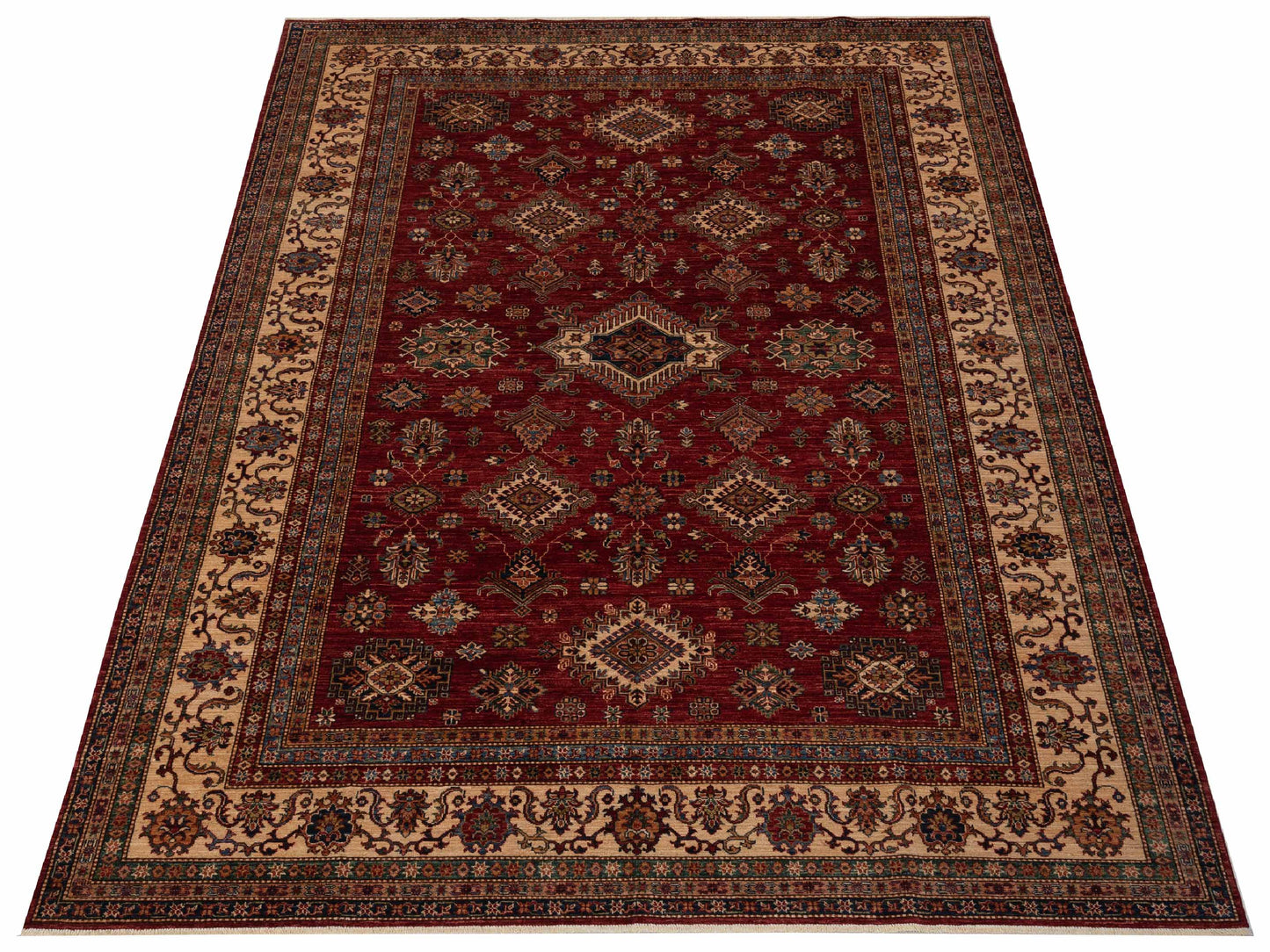 Nomad Kars 148734 Red Ivory Tribal Hand Knotted Rug