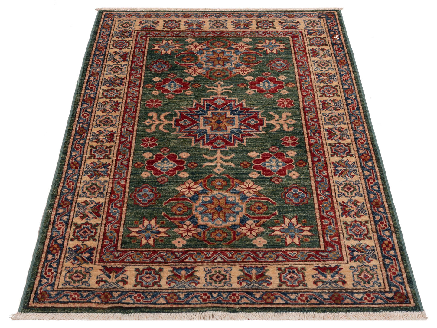 Nomad Kars 148745 Green Ivory Tribal Hand Knotted Rug - 3x4