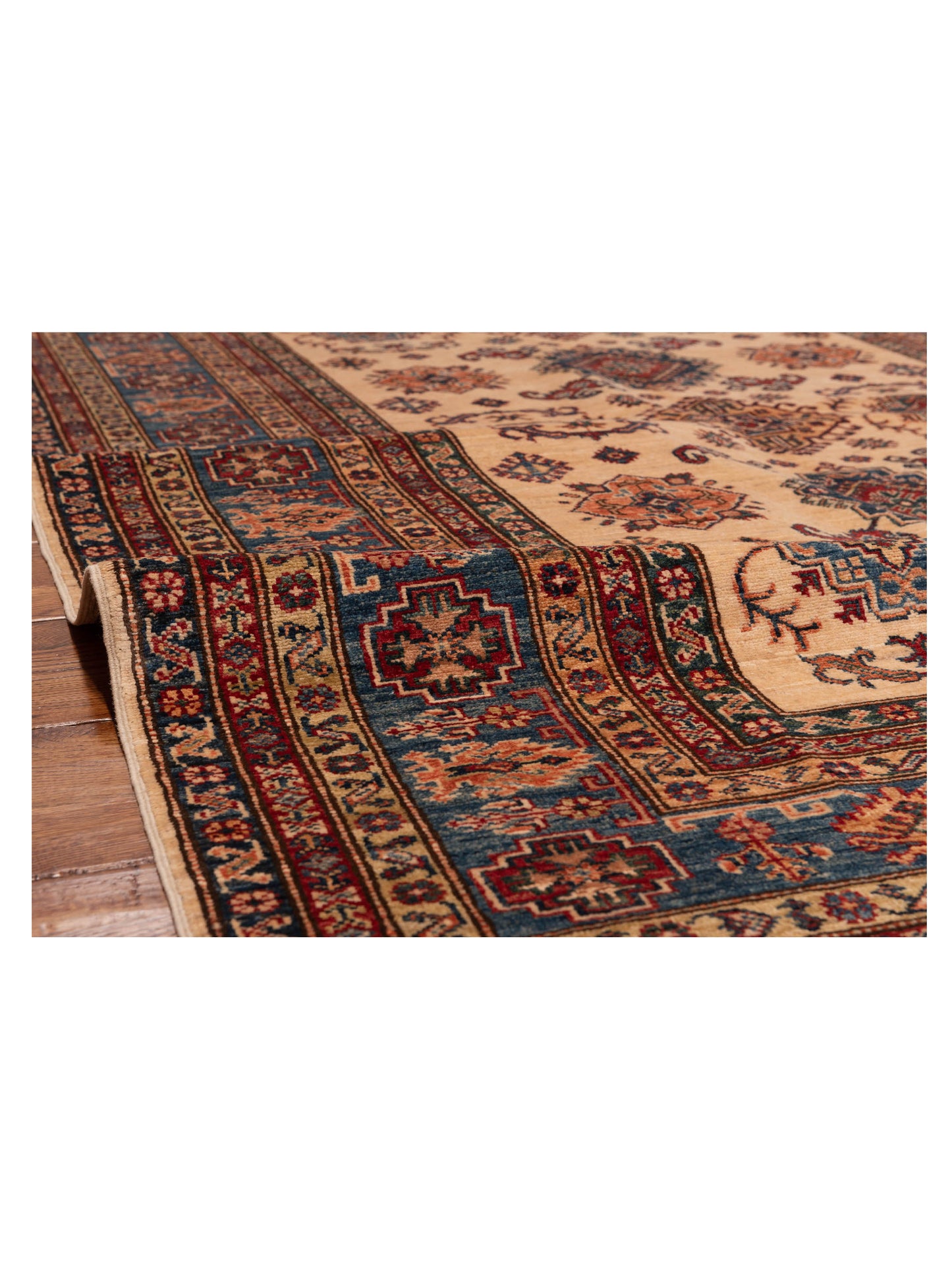 Nomad Kars 148933 Ivory Navy Tribal Hand Knotted Rug