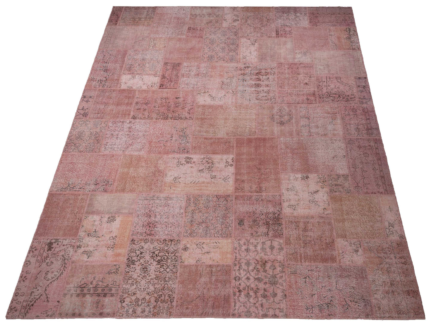 Pasha Turkish Vestige Patchwork 149173 Pink  Contemporary Hand Knotted Rug