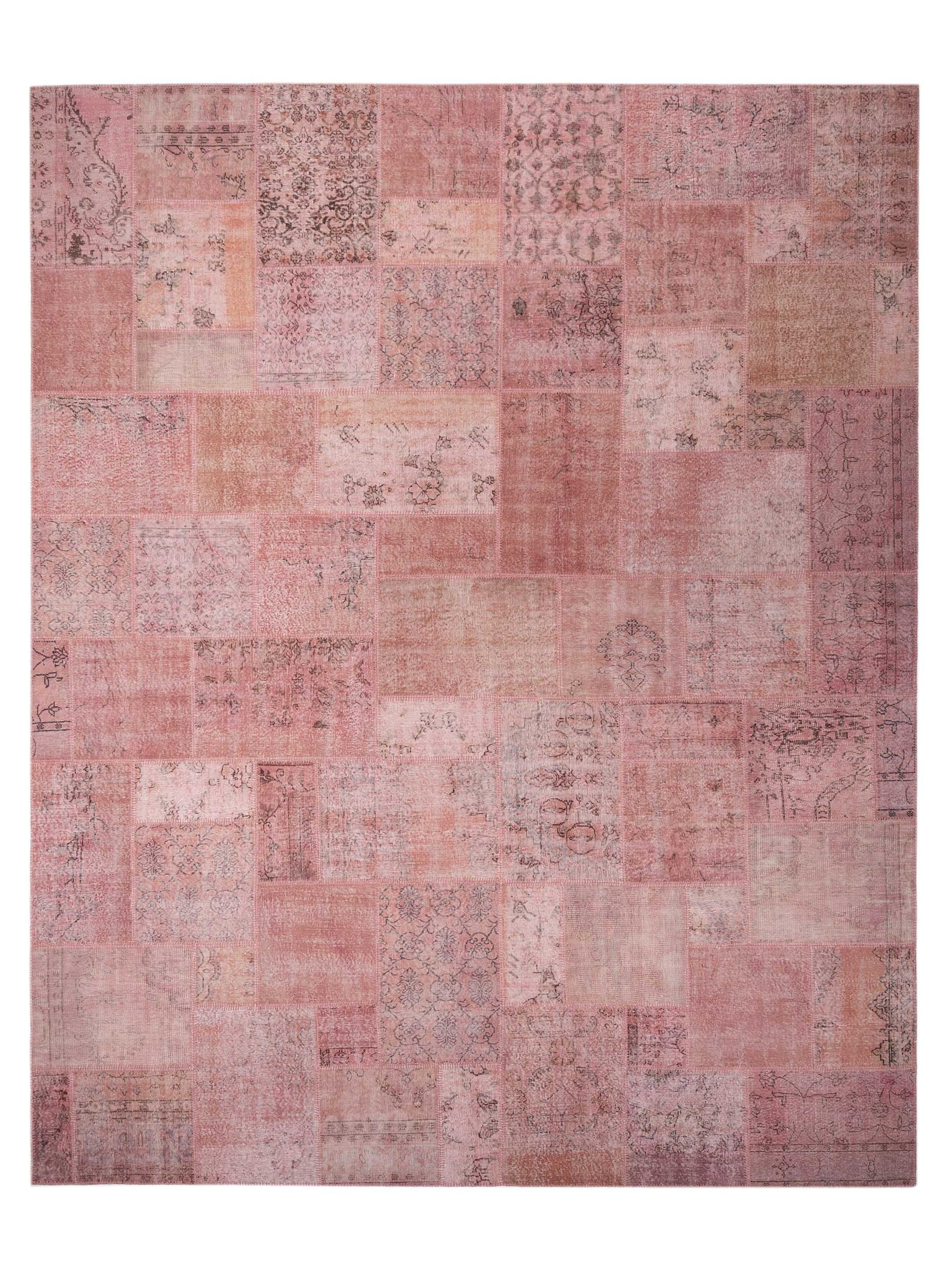 Pasha Turkish Vestige Patchwork 149173 Pink Contemporary Hand Knotted Rug