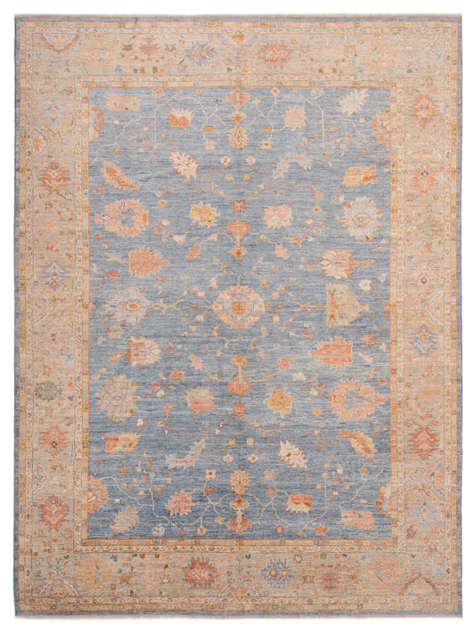 Authentic Angora Oushak Seyyal Blue Traditional Hand Knotted Rug