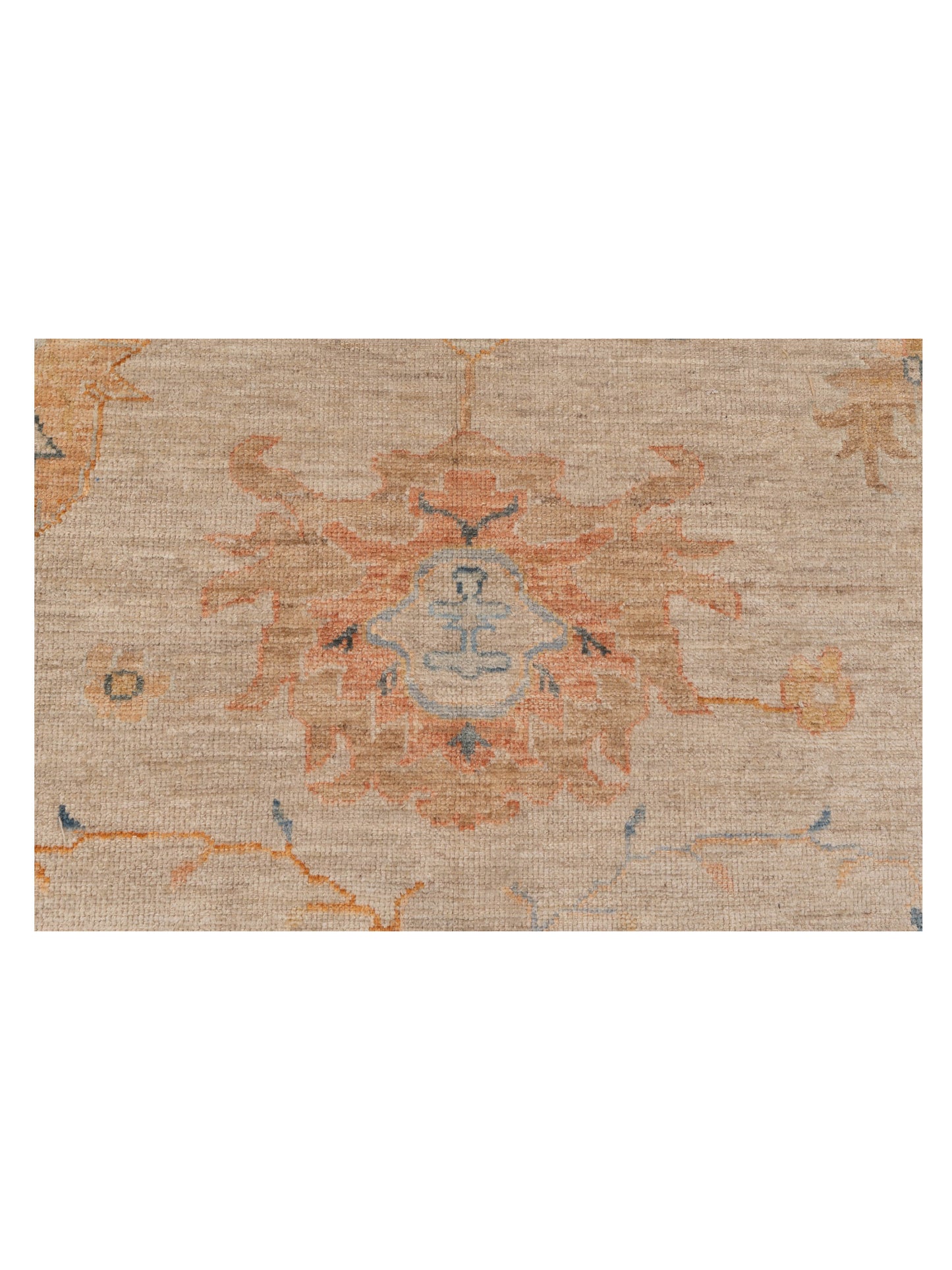 Authentic Angora Oushak Leyla Beige Rust Traditional Hand Knotted Rug