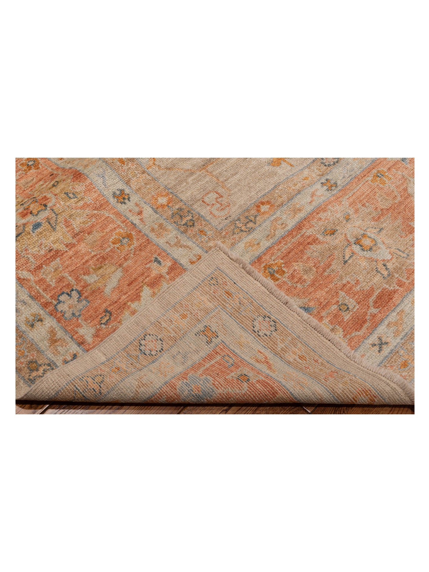 Authentic Angora Oushak Leyla Beige Rust Traditional Hand Knotted Rug