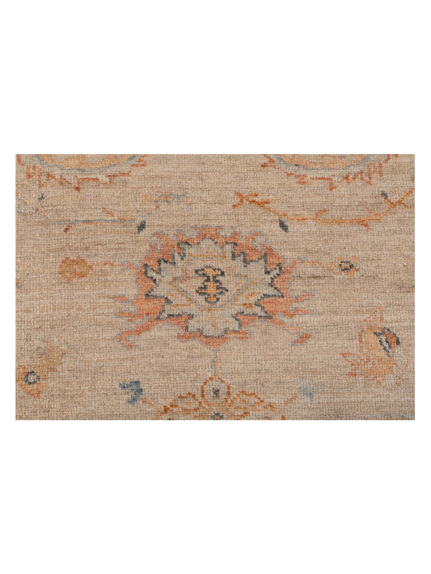 Authentic Angora Oushak Leyla Beige Rust Traditional Hand Knotted Rug