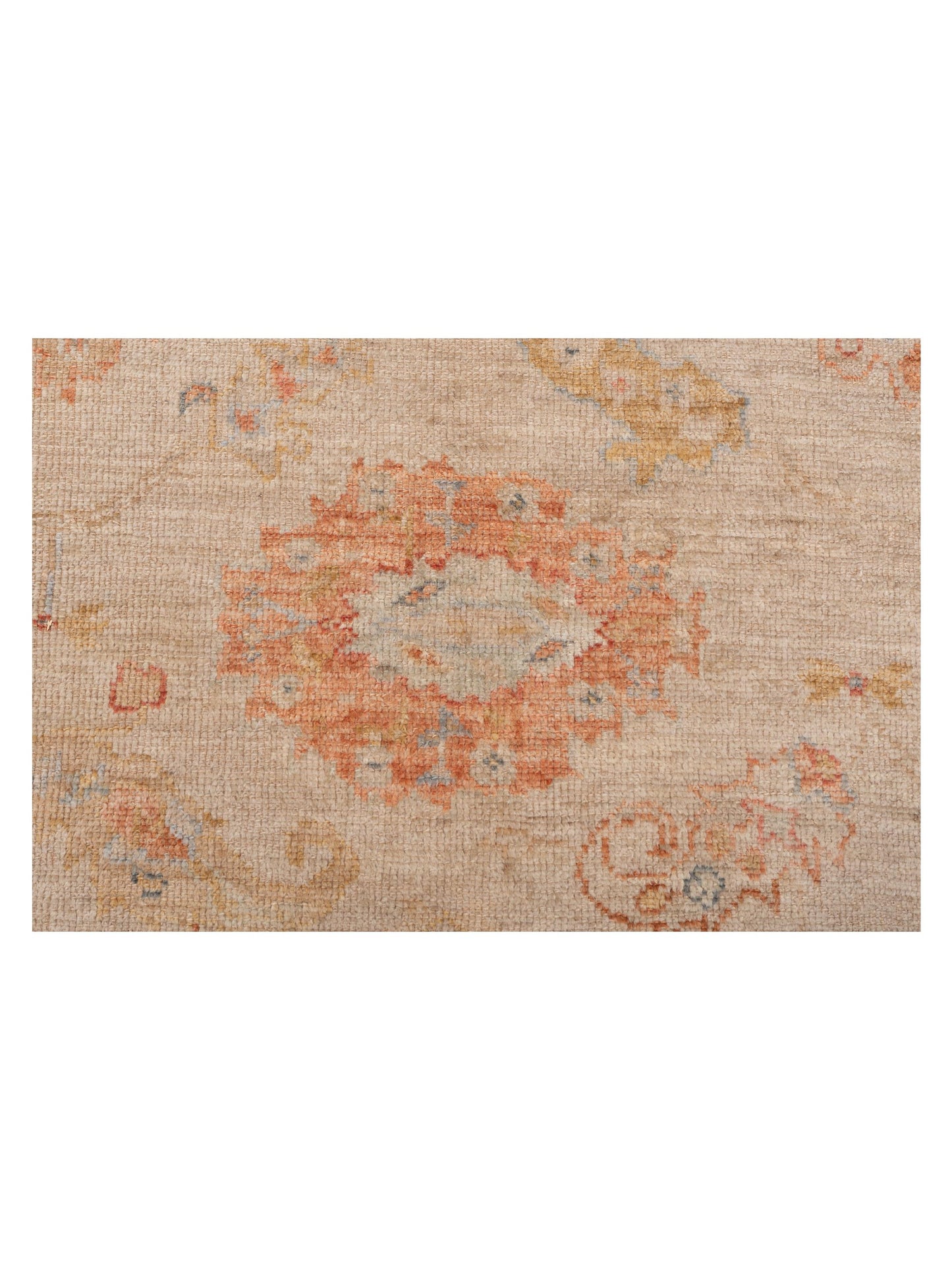 Authentic Angora Oushak Muge Beige Rust Traditional Hand Knotted Rug