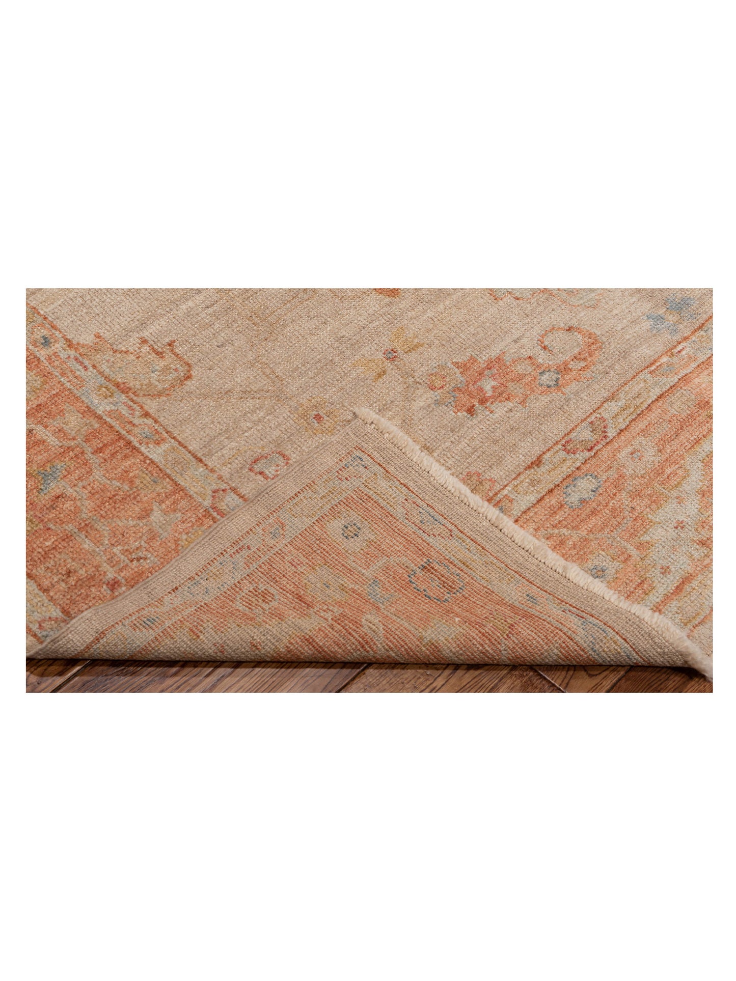 Authentic Angora Oushak Muge Beige Rust Traditional Hand Knotted Rug