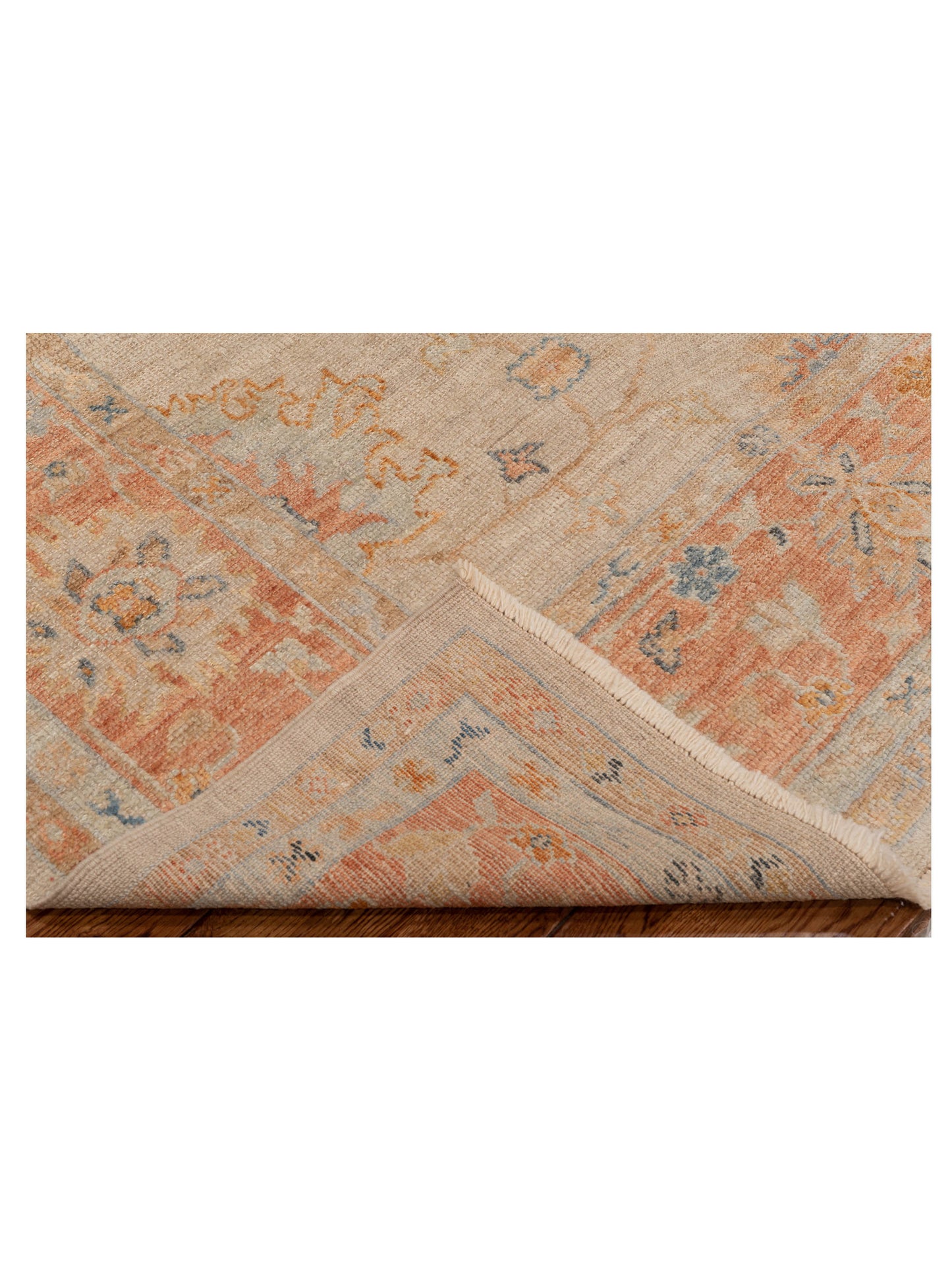 Authentic Angora Oushak Leyla Beige Rust Traditional Hand Knotted Rug