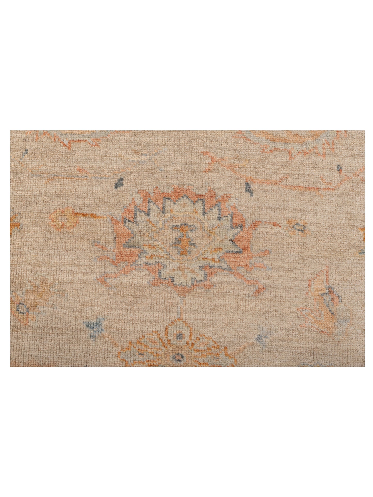 Authentic Angora Oushak Leyla Beige Rust Traditional Hand Knotted Rug