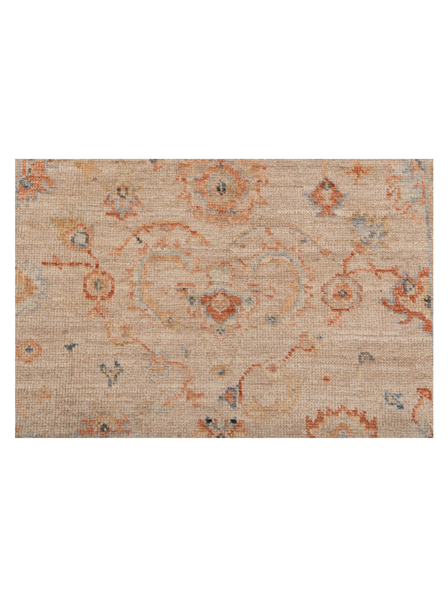 Authentic Angora Oushak Leyla Beige Rust Traditional Hand Knotted Rug