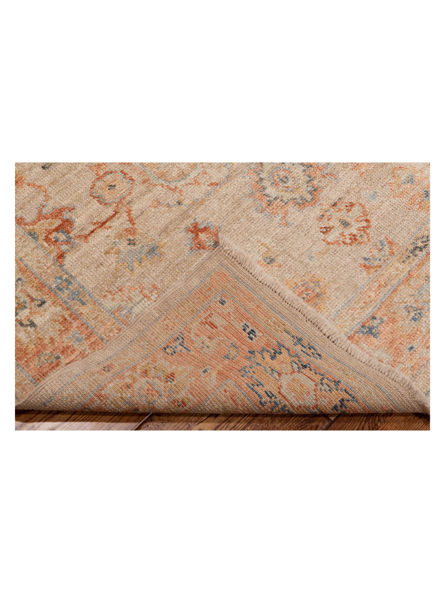 Authentic Angora Oushak Leyla Beige Rust Traditional Hand Knotted Rug